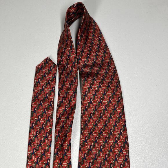 Vintage Burberrys' Silk Tie Red Abstract Mens Necktie Made in England 3.5"X56" - Picture 4 of 12